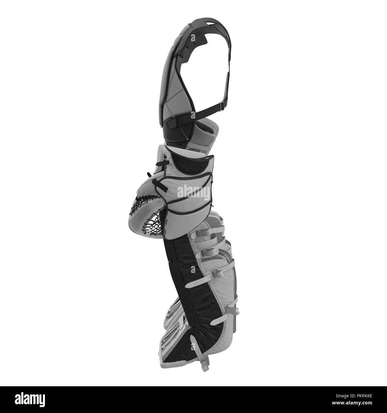 Hockey goalie Protection Kit auf Weiß. 3D-Darstellung Stockfoto