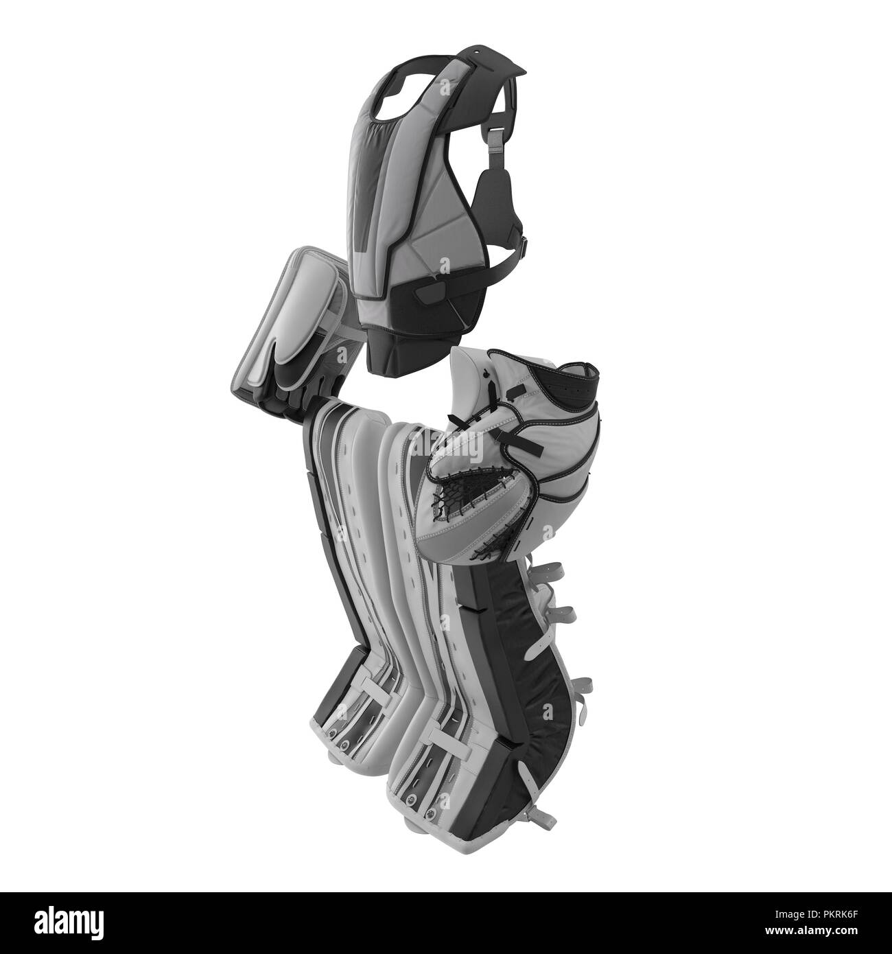 Hockey goalie Protection Kit auf Weiß. 3D-Darstellung Stockfoto