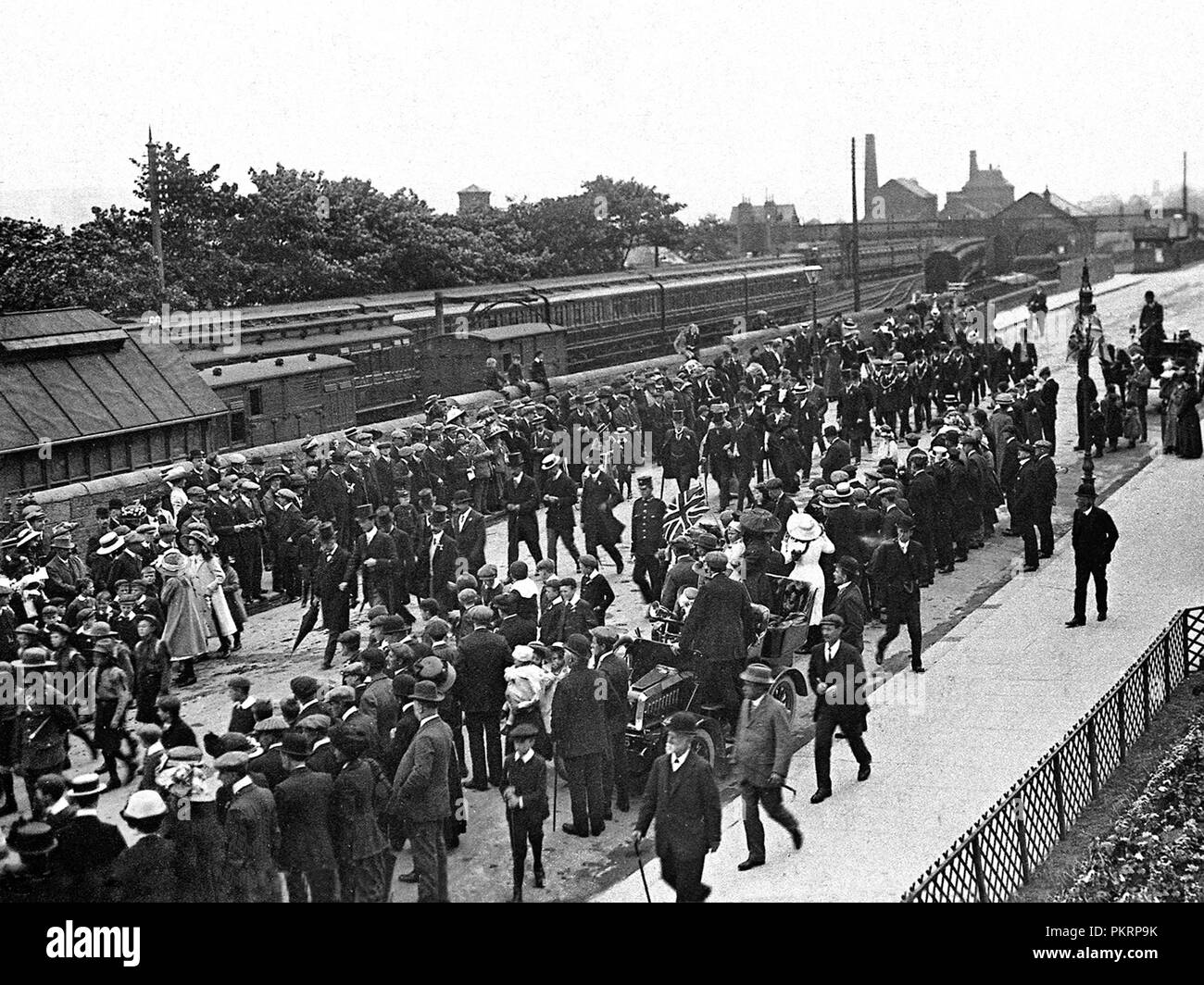 Ilkley Bahnhof, Krönung Feier im Jahr 1911 Stockfoto