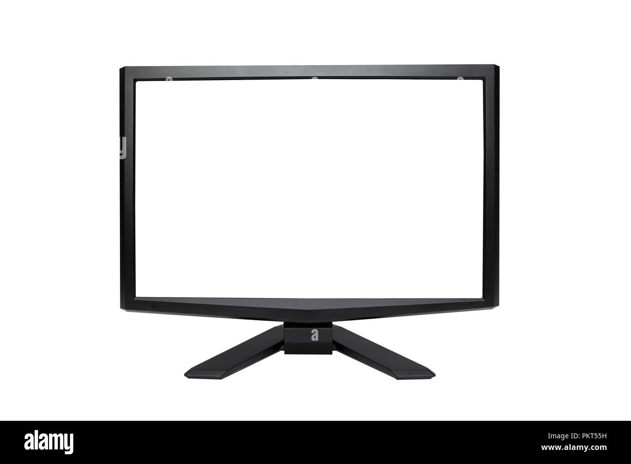 Schwarz LCD-Computer oder TV Monitor mit leeren weißen Bildschirm auf weißem Hintergrund. Stockfoto