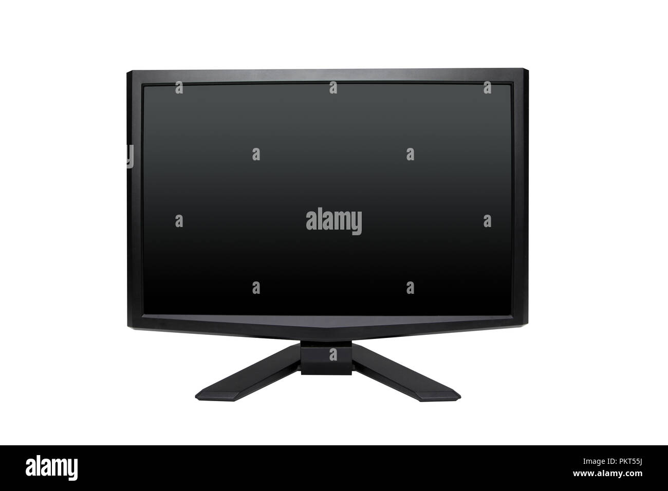 Schwarz LCD-Computer oder TV Monitor mit leeren Bildschirm auf weißem Hintergrund. Stockfoto