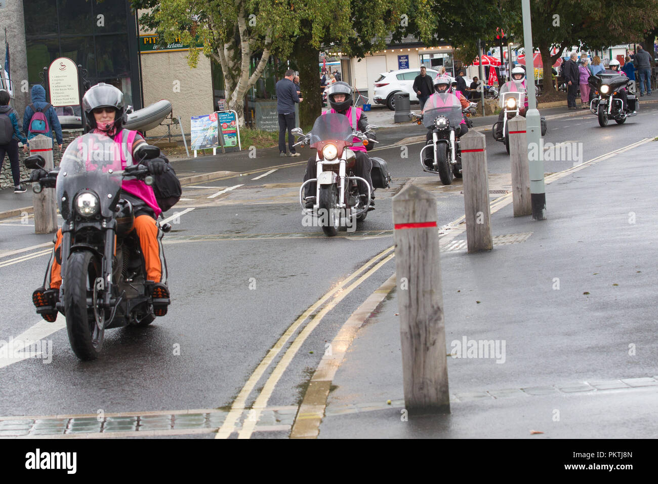 Lake Windermere, Cumbria, Großbritannien, 15. September 2018' Damen von Harley "Geordie Kapitel eine Pause am See Windermere nehmen, auf Ihre Tour. Credit: Gordon Shoosmith/Alamy leben Nachrichten Stockfoto