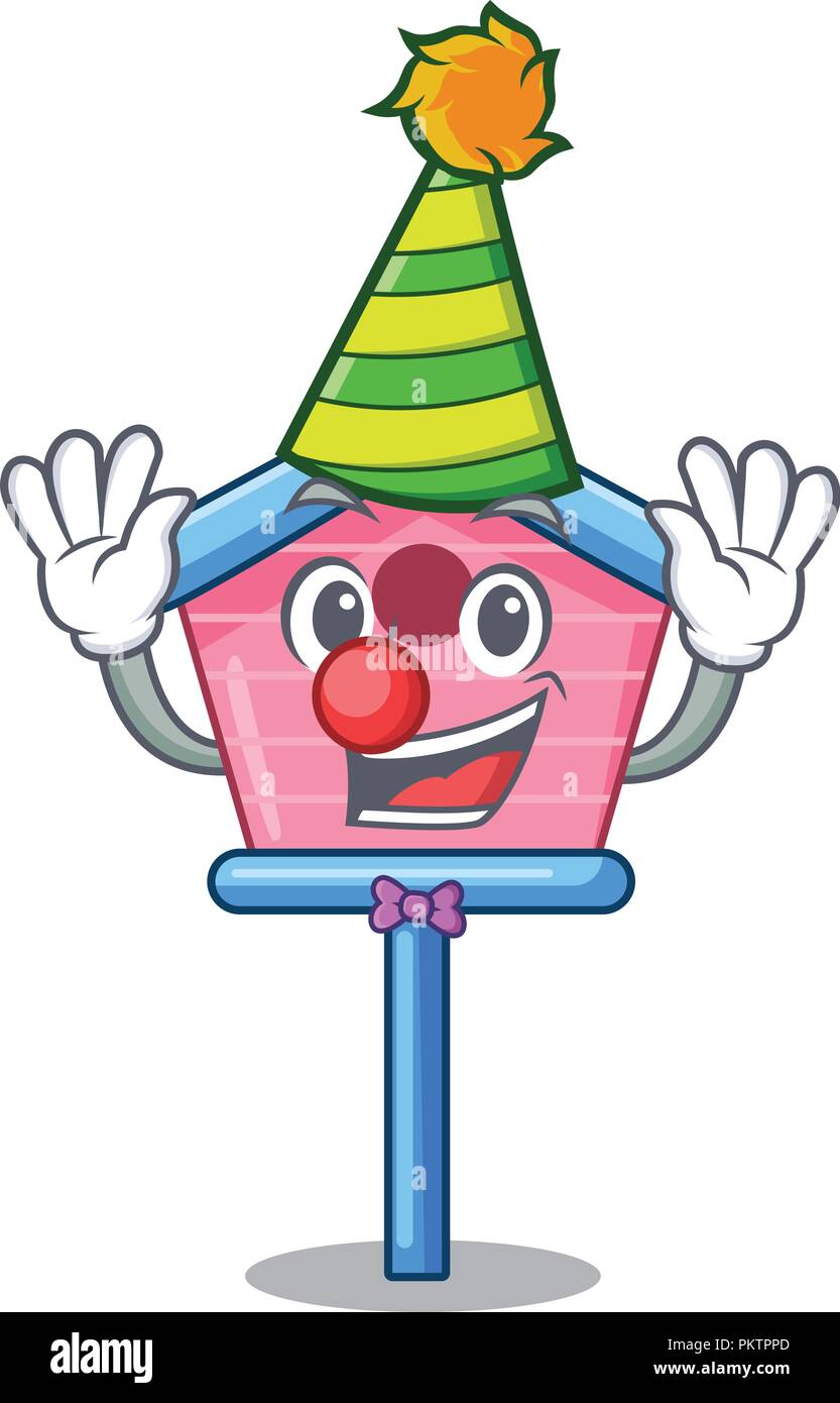 Clown Vogel Haus auf einem Baum Cartoon Stock Vektor