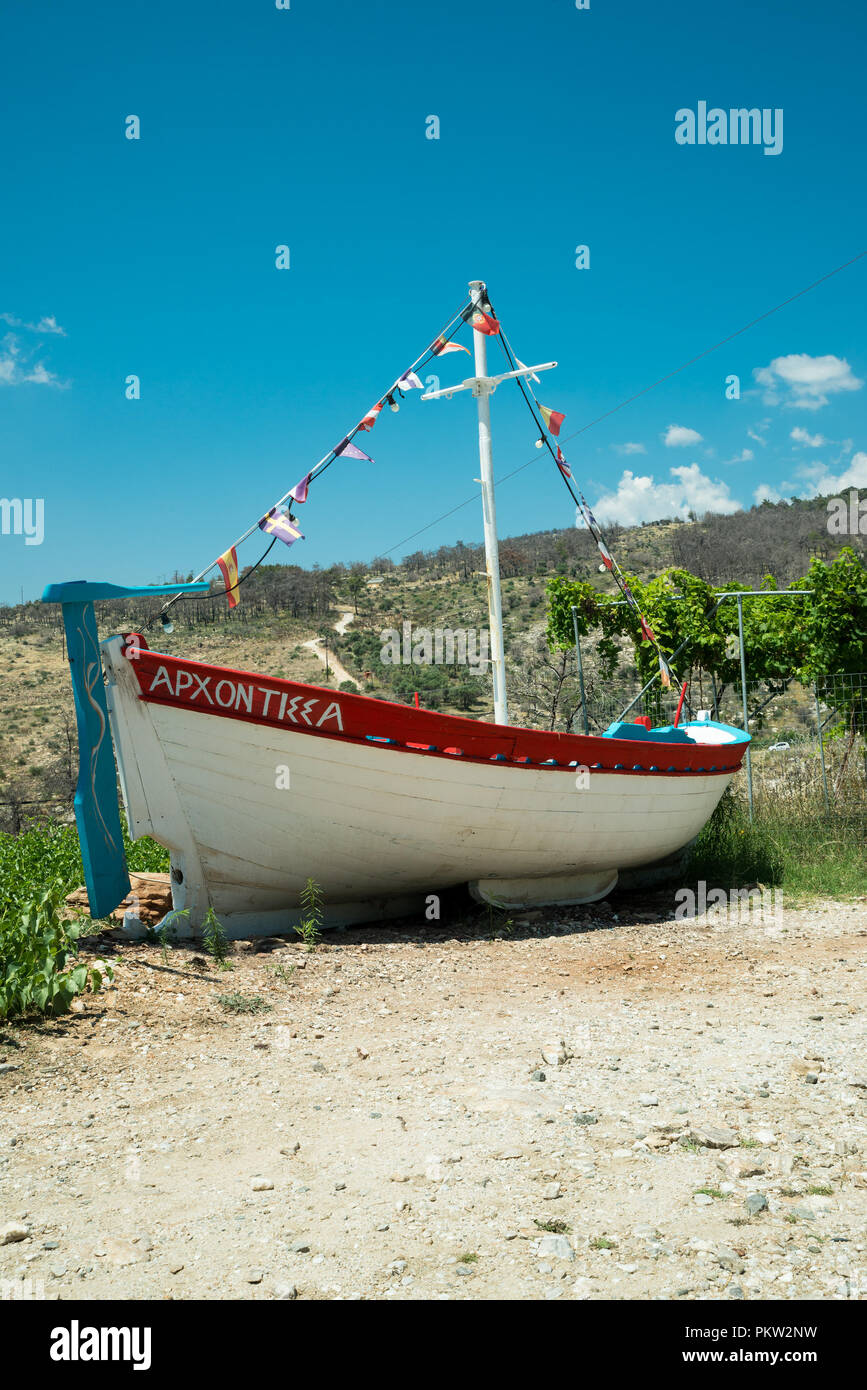 Boot in Alikes, Thasos, Ostmakedonien und Thrakien, Griechenland, Europa Stockfoto