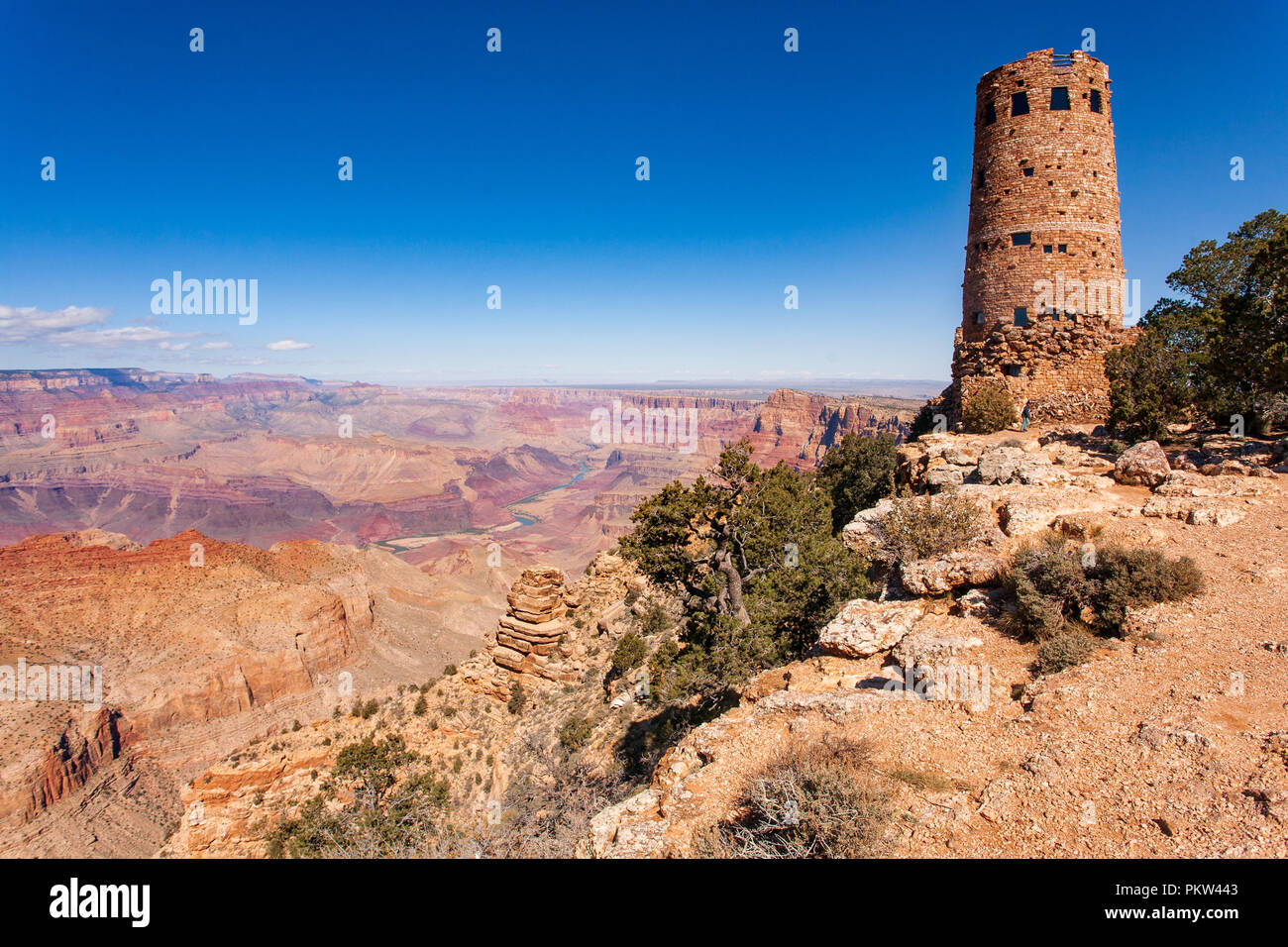 Grand Canyon Panorama von Desert View Stockfoto
