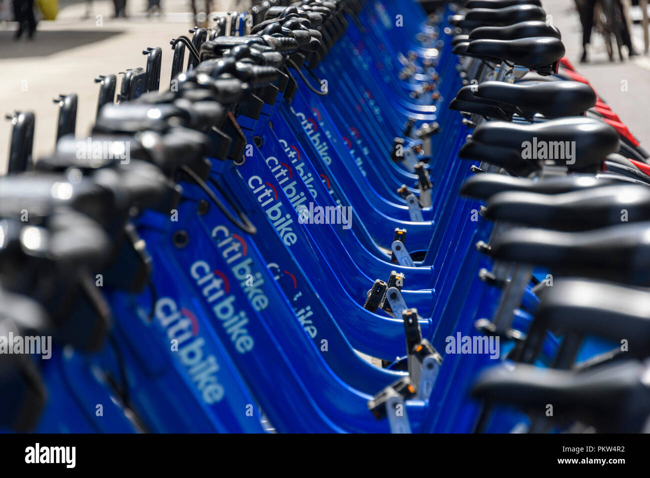 04-2018 New York. Fahrräder mieten in Manhattan. Citibike ist öffentlich Fahrrad System. Foto: © Simon Grosset Stockfoto