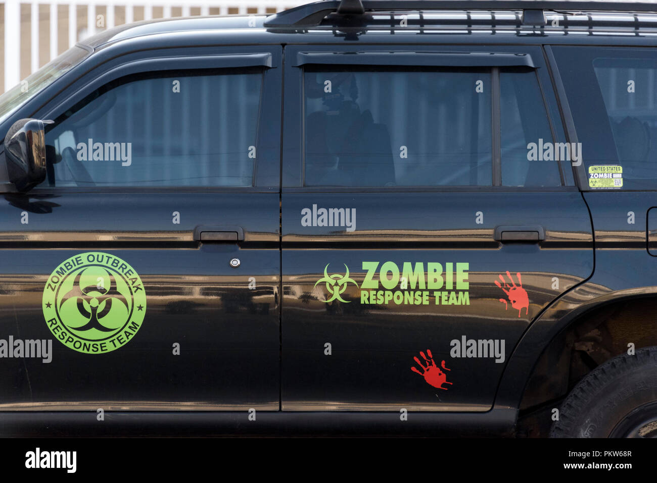 04-2018 New York, USA. Nahaufnahme eines Zombie Response Team Fahrzeug in Rockaway, Brooklyn. Foto: © Simon Grosset Stockfoto