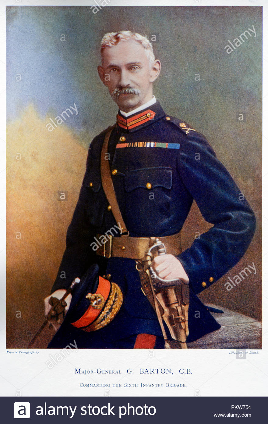 Major General Sir Geoffrey Barton, KCVO, CB, CMG, KStJ 1844 - 1922 Der 7. Regiment zu Fuß (Royal Fusiliers), diente der britischen Armee von 1862 bis 1904. Farbe Abbildung von 1900 Stockfoto