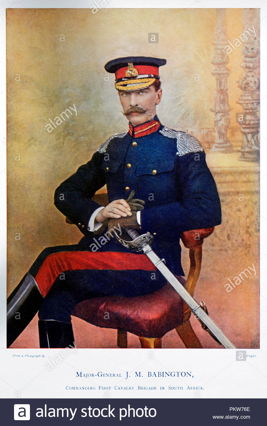 Generalleutnant Sir James Melville Babington KCB, KCMG, 1854-1936, war ein britischer Offizier in der Armee und ein renommierter Marktführer der Kavallerie, die sich einen Namen für seine Aktionen im Zweiten Burenkrieg. Farbe Abbildung von 1900 Stockfoto