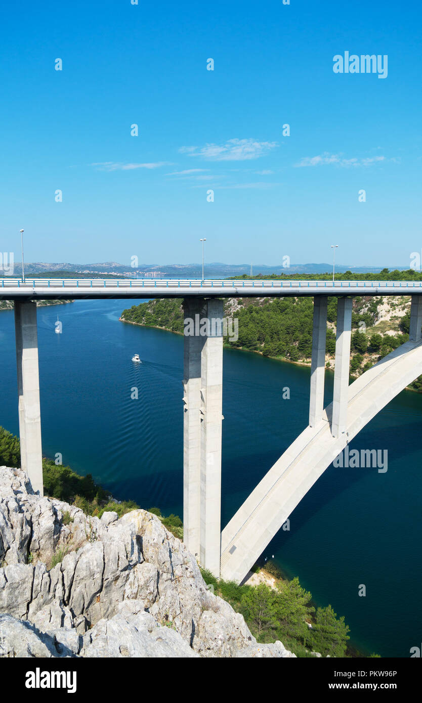 Brücke über den Fluss Krka. Sibenik Brücke Stockfoto