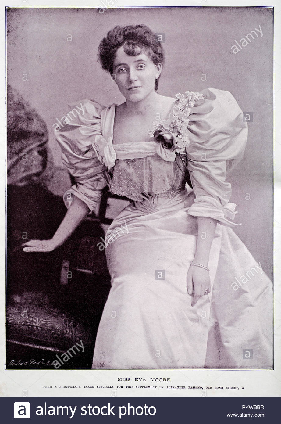 Eva Moore Portrait, 1868-1955, war eine englische Schauspielerin. Ihre Karriere auf der Bühne und im Film überspannte sechs Jahrzehnte, und sie war aktiv in der Bewegung das Wahlrecht der Frauen. Foto aus dem Jahr 1890 s Stockfoto