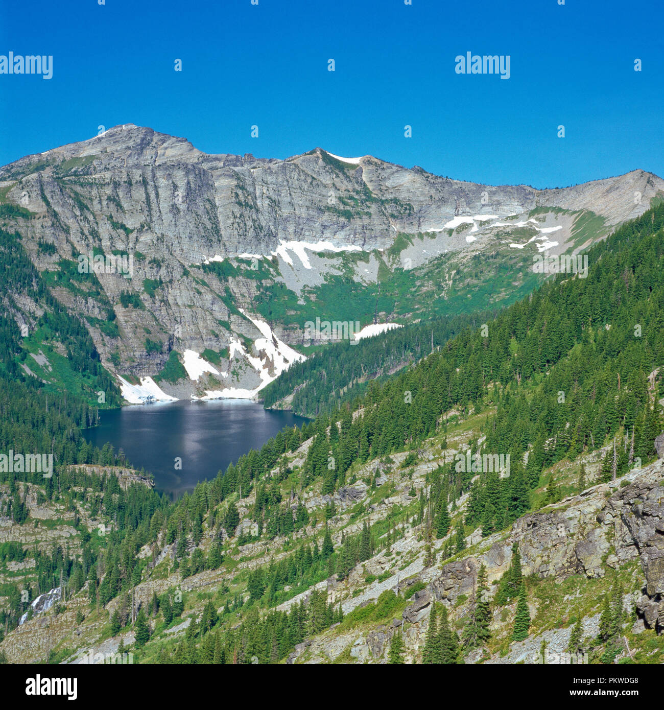 Wanless See unter Engle Höchststand in der Wildnis Kabinett Berge in der Nähe von Libby, montana Stockfoto