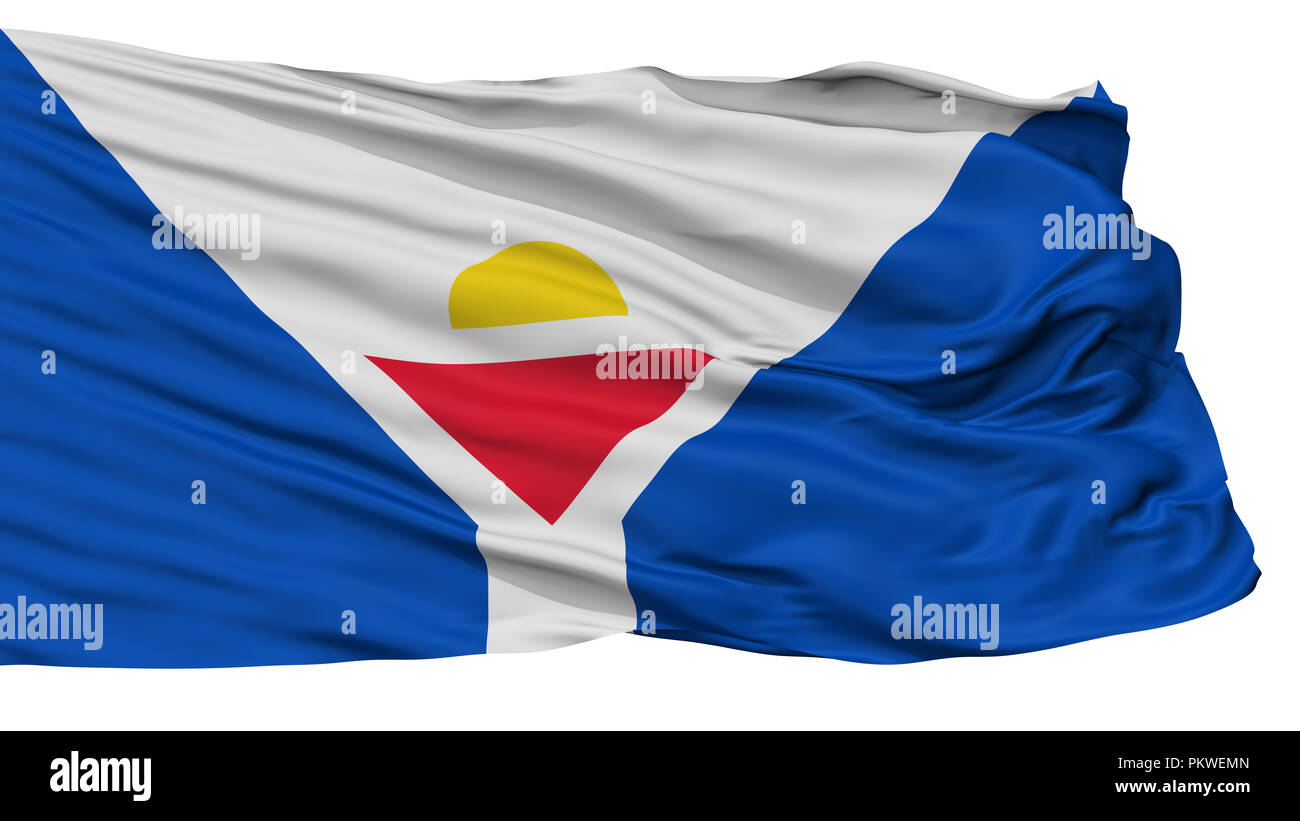 Saint Martin fiktive Flagge, isoliert auf weißem Hintergrund, 3D-Rendering Stockfoto