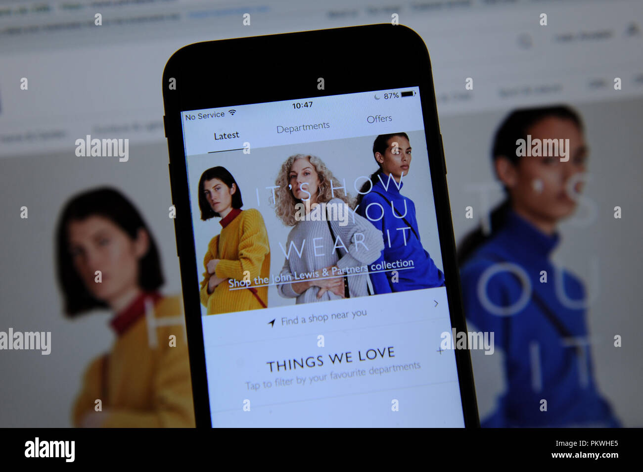 Die unter dem Namen "John Lewis & Partner Website Stockfoto