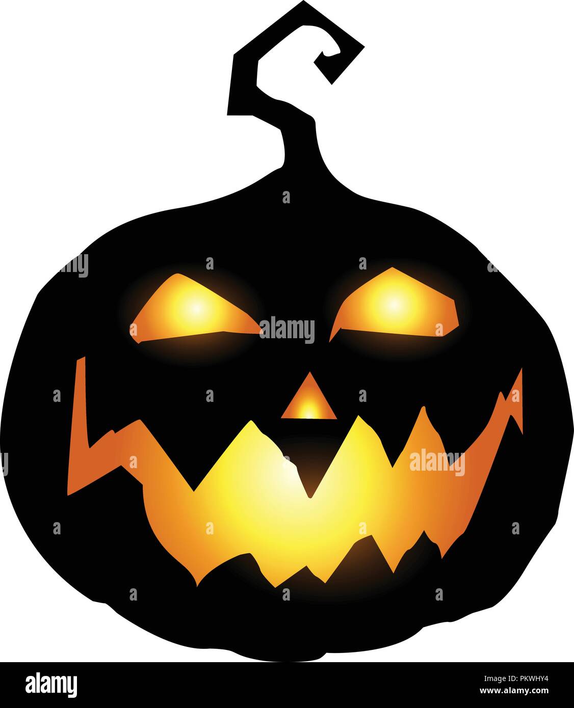 Halloween Nacht vector Abbildung: unheimlich und böse Kürbis jack o lantern  mit glühenden Gesicht, schrecklich aussehen und einem Grinsen von einem  Bösewicht, im Dunkel ist Stock-Vektorgrafik - Alamy