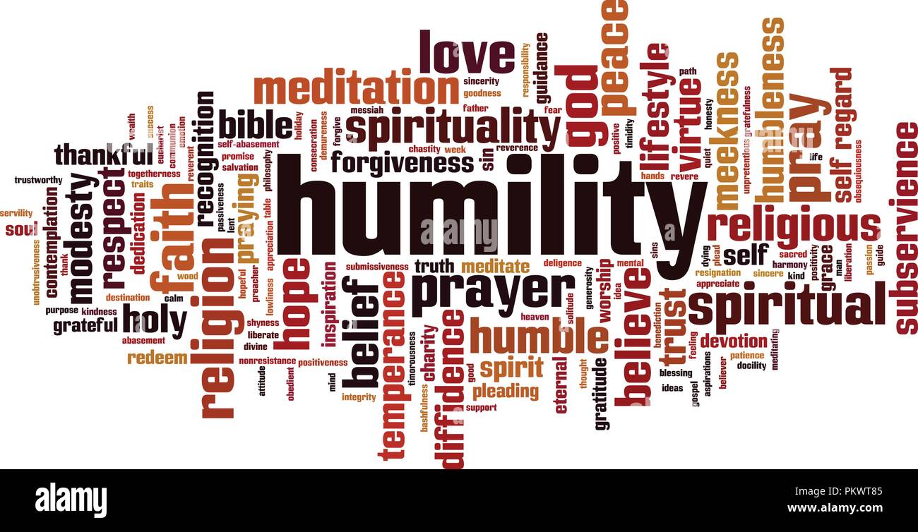 Demut Wort cloud Konzept. Vector Illustration Stock Vektor