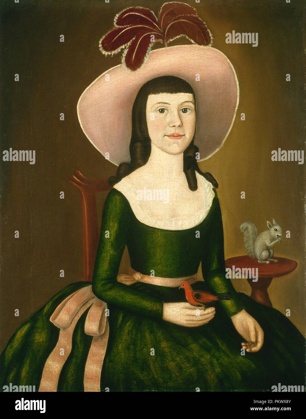 Miss Denison von Stonington, Connecticut (evtl. Matilda Denison). Vom: C. 1790. Maße: gesamt: 87,7 x 68,7 cm (34 1/2 x 27 1/16 in.) gerahmt: 102,9 x 84,1 x 4,3 cm (40 1/2 x 33 1/8 x 1 11/16 in.). Medium: Öl auf Leinwand. Museum: Nationalgalerie, Washington DC. Thema: Der Denison Limner (vermutlich Joseph Verwalter). Stockfoto Miss Denison von Stonington, Connecticut (evtl. Matilda Denison). Vom: C. 1790. Maße: gesamt: 87,7 x 68,7 cm (34 1/2 x 27 1/16 in.) gerahmt: 102,9 x 84,1 x 4,3 cm (40 1/2 x 33 1/8 x 1 11/16 in.). Medium: Öl auf Leinwand. Museum: Nationalgalerie, Washington DC. Thema: Der Denison Limner (vermutlich Joseph Verwalter). Stockfoto