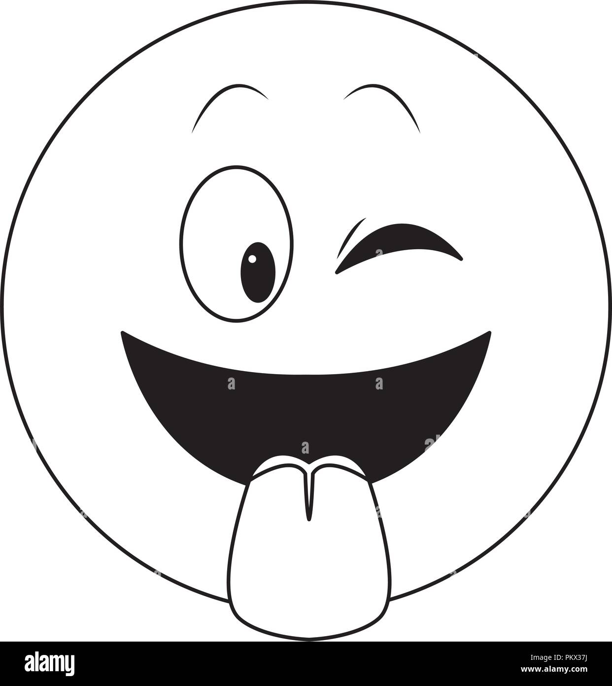 Die Zunge Heraus Emoticon In Schwarz Weiss Chat Stock Vektorgrafik Alamy