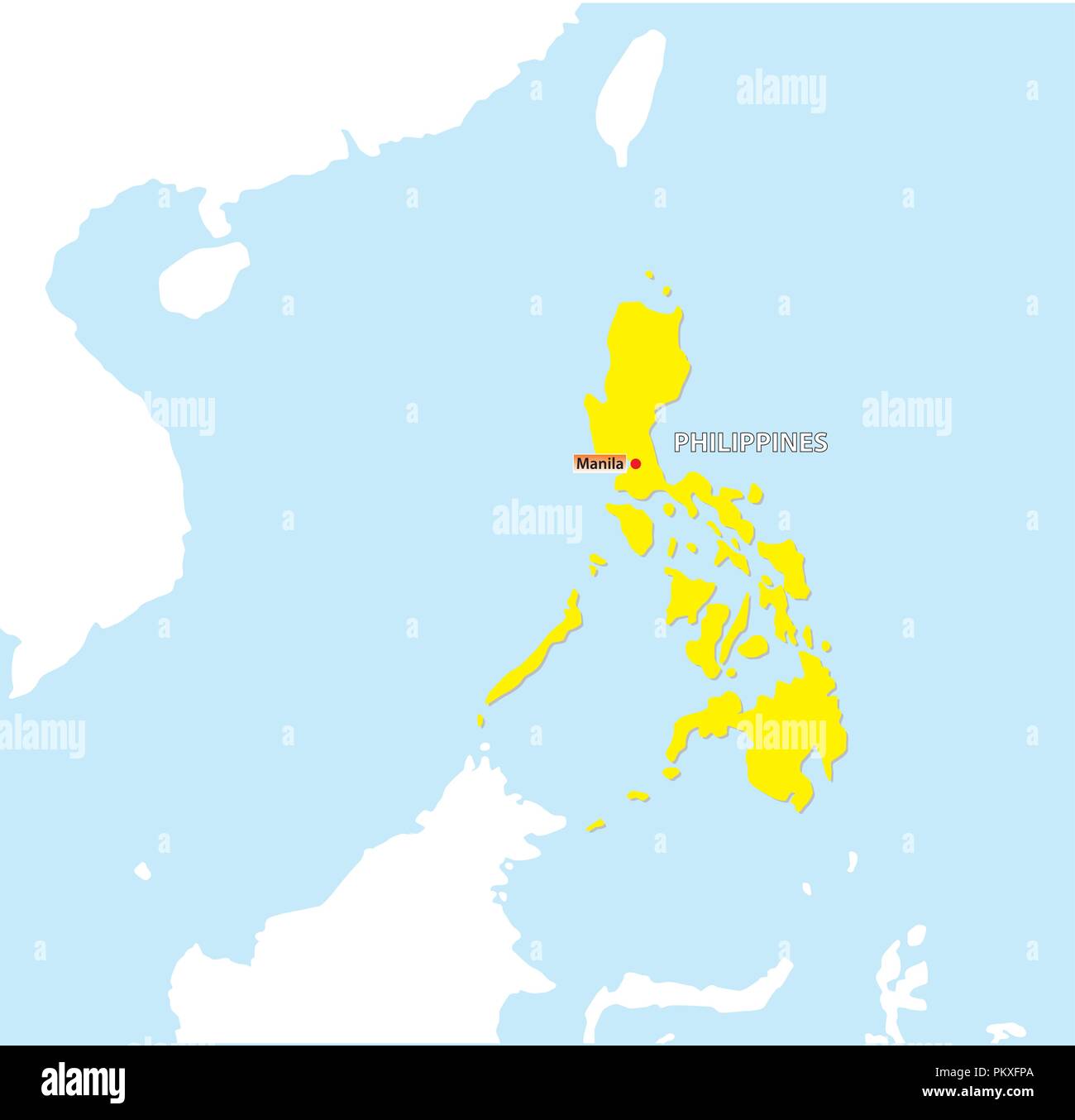 Die Philippinen Vektorkarte mit Hauptstadt Manila. Stock Vektor