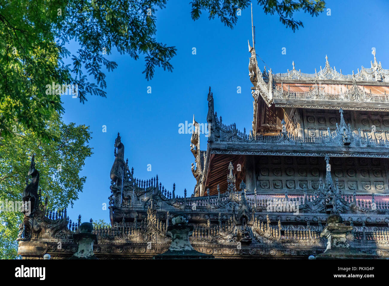 Shwenandaw Kyaung Tempel oder Golden Palace Kloster in Mandalay, Myanmar Stockfoto