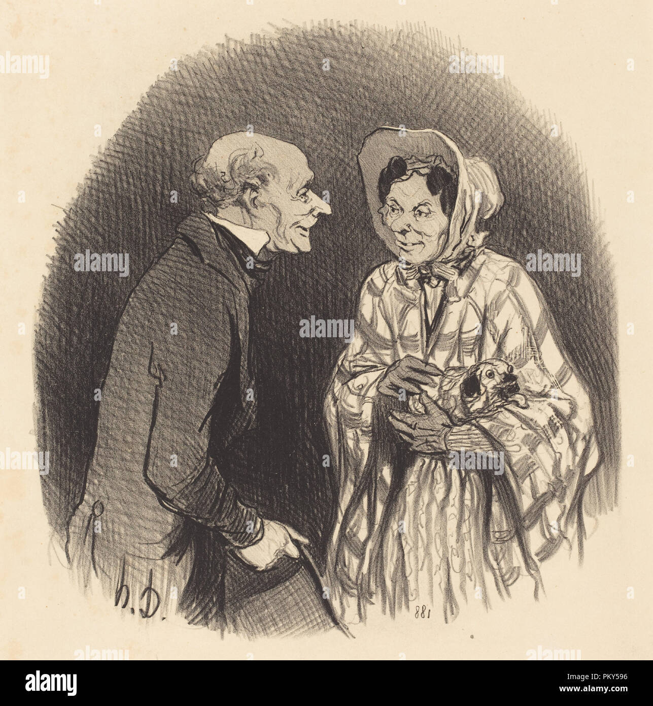 Une Nouvelle connaissance. Stand: 1846. Medium: Lithographie. Museum: Nationalgalerie, Washington DC. Thema: Honoré Daumier. Stockfoto