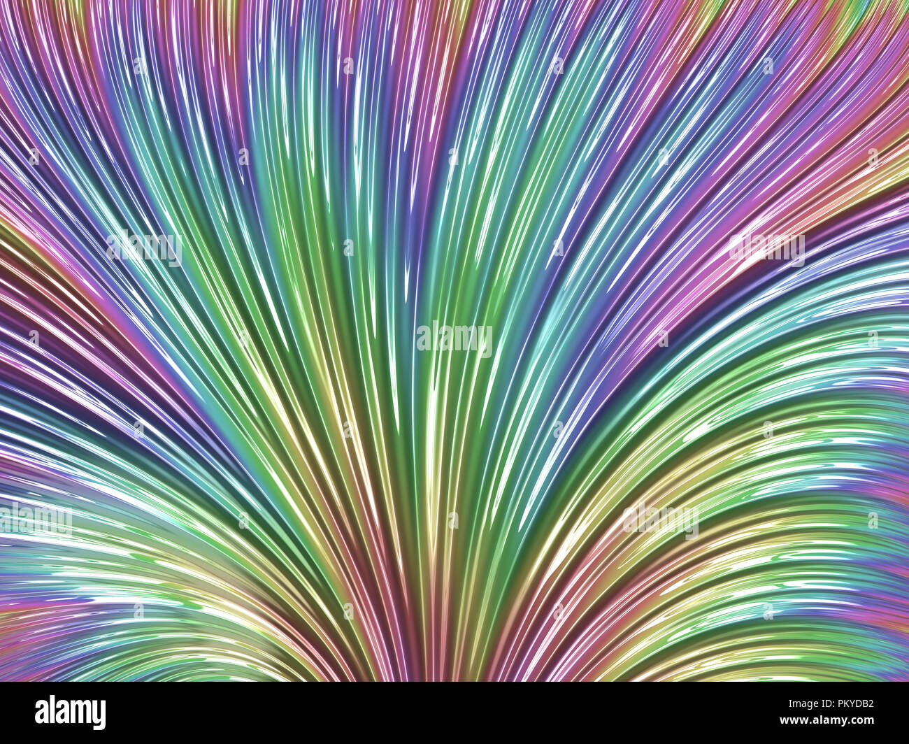 Digital Fractal Bild in pastellfarbenen Ventilator Form rainbow erstellt Stockfoto
