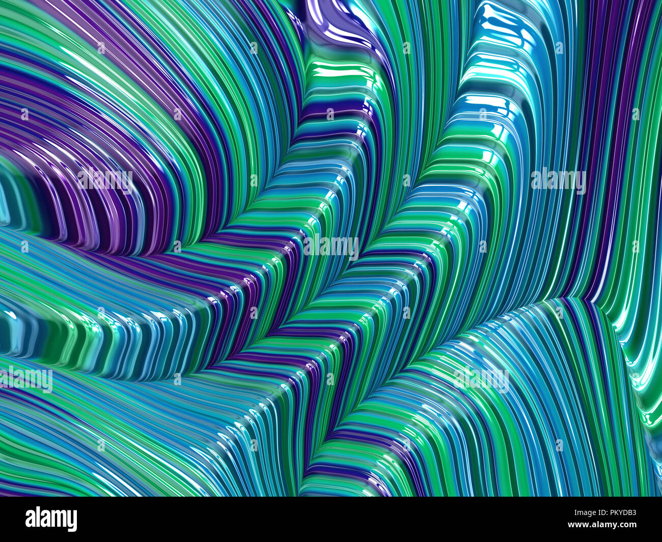 Bunte türkis und violett Fractal Bild in glänzenden 3D-Effekt Stockfoto