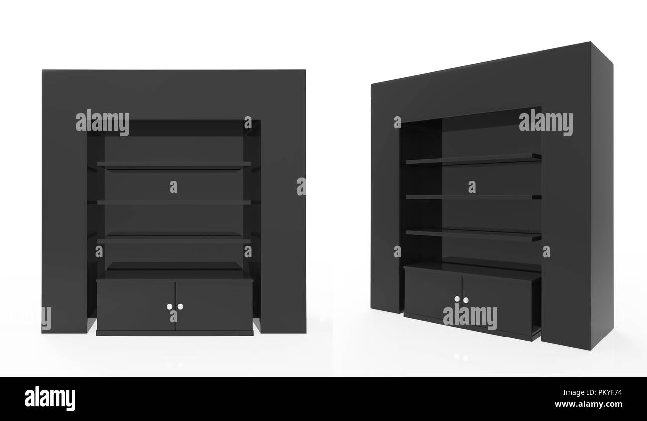 Telefon Zubehör Ständer, retail Display stand mit Haken für Produkt-, Anzeige steht auf weißem Hintergrund. 3D-Darstellung Stockfoto