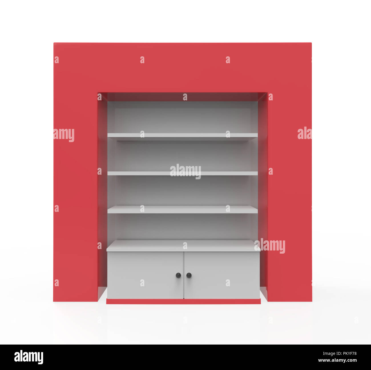 Telefon Zubehör Ständer, retail Display stand mit Haken für Produkt-, Anzeige steht auf weißem Hintergrund. 3D-Darstellung Stockfoto