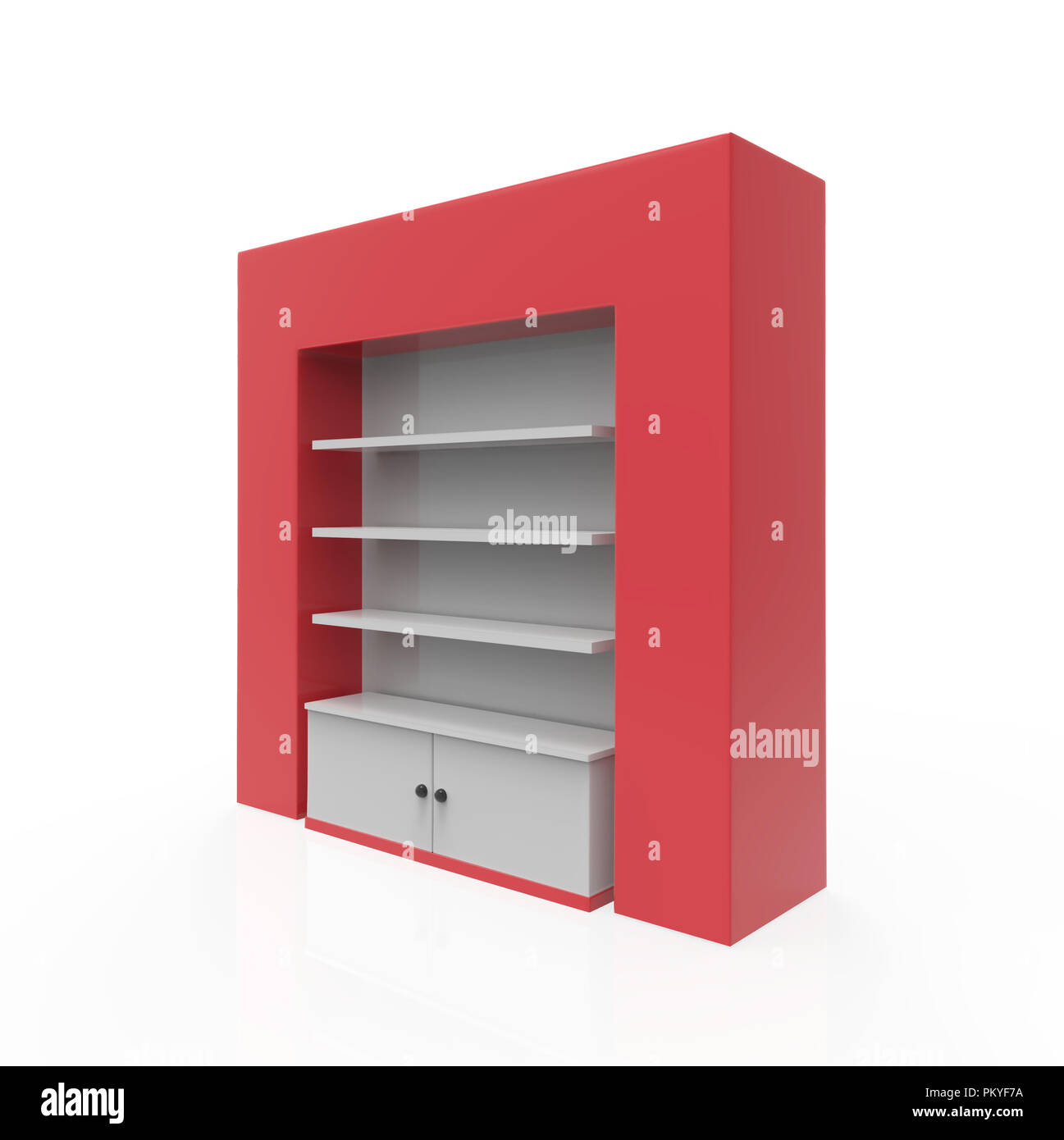 Telefon Zubehör Ständer, retail Display stand mit Haken für Produkt-, Anzeige steht auf weißem Hintergrund. 3D-Darstellung Stockfoto