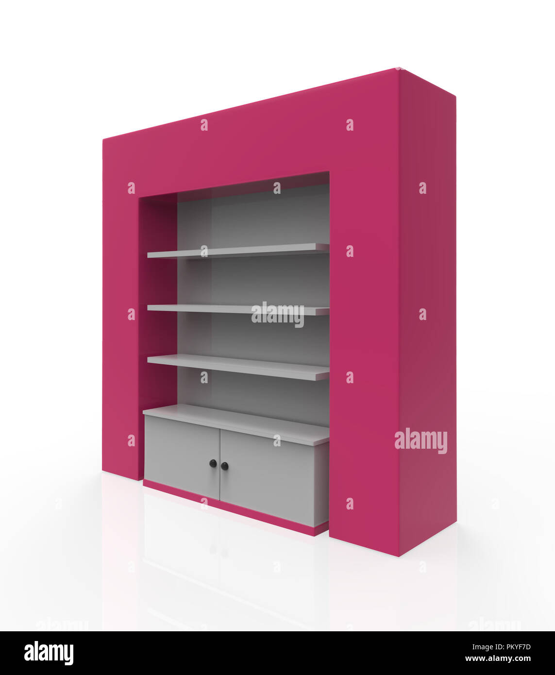 Telefon Zubehör Ständer, retail Display stand mit Haken für Produkt-, Anzeige steht auf weißem Hintergrund. 3D-Darstellung Stockfoto