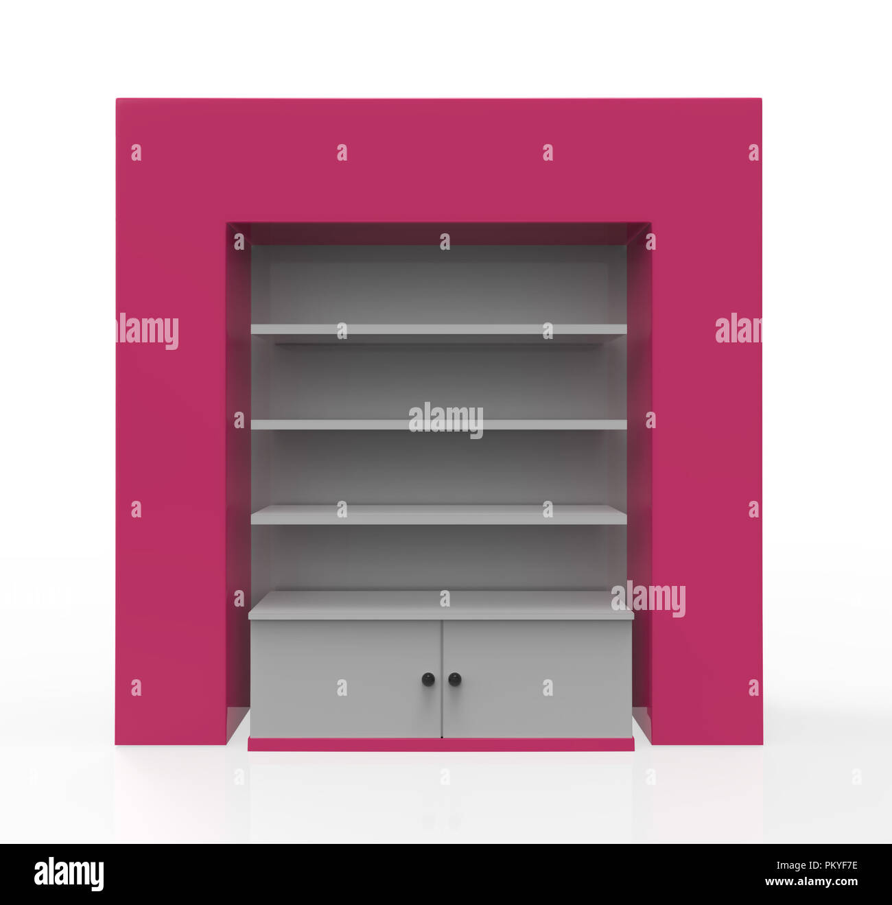 Telefon Zubehör Ständer, retail Display stand mit Haken für Produkt-, Anzeige steht auf weißem Hintergrund. 3D-Darstellung Stockfoto