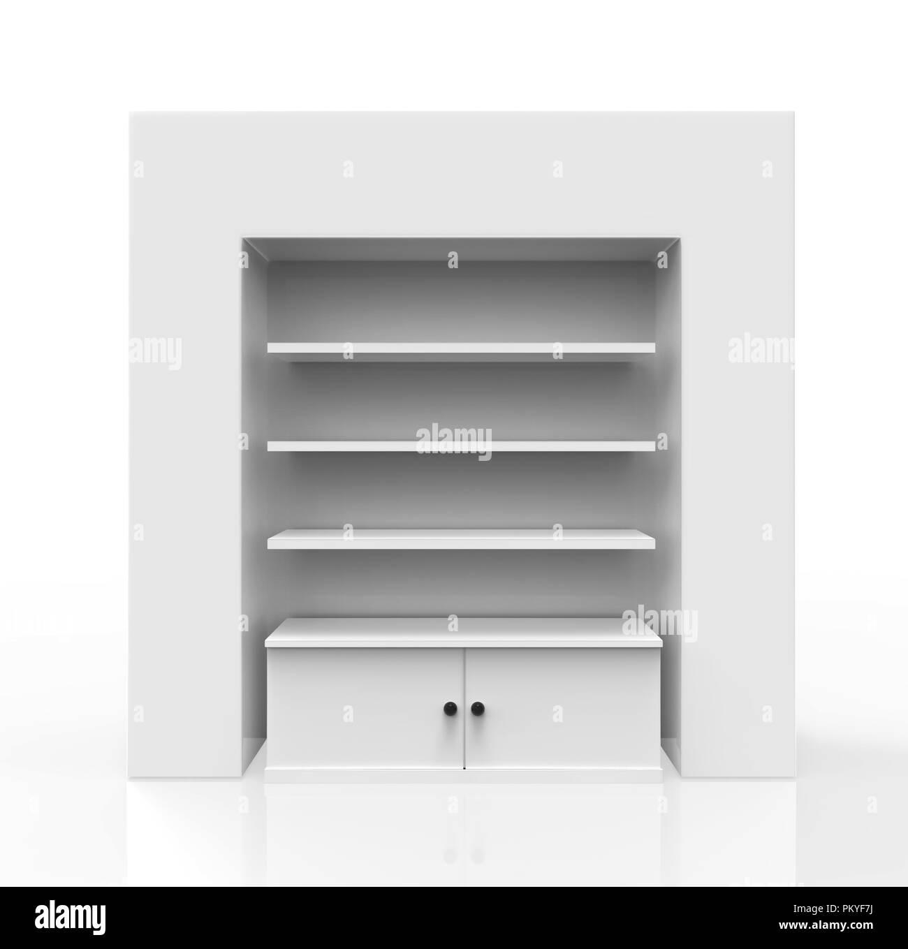 Telefon Zubehör Ständer, retail Display stand mit Haken für Produkt-, Anzeige steht auf weißem Hintergrund. 3D-Darstellung Stockfoto