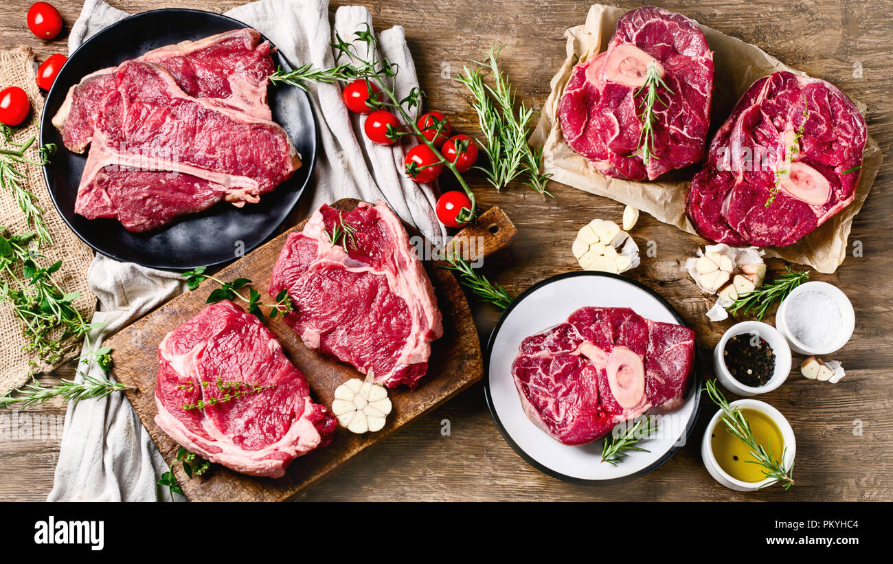 Andere Teilstücke von Rindfleisch. Ansicht von oben Stockfoto