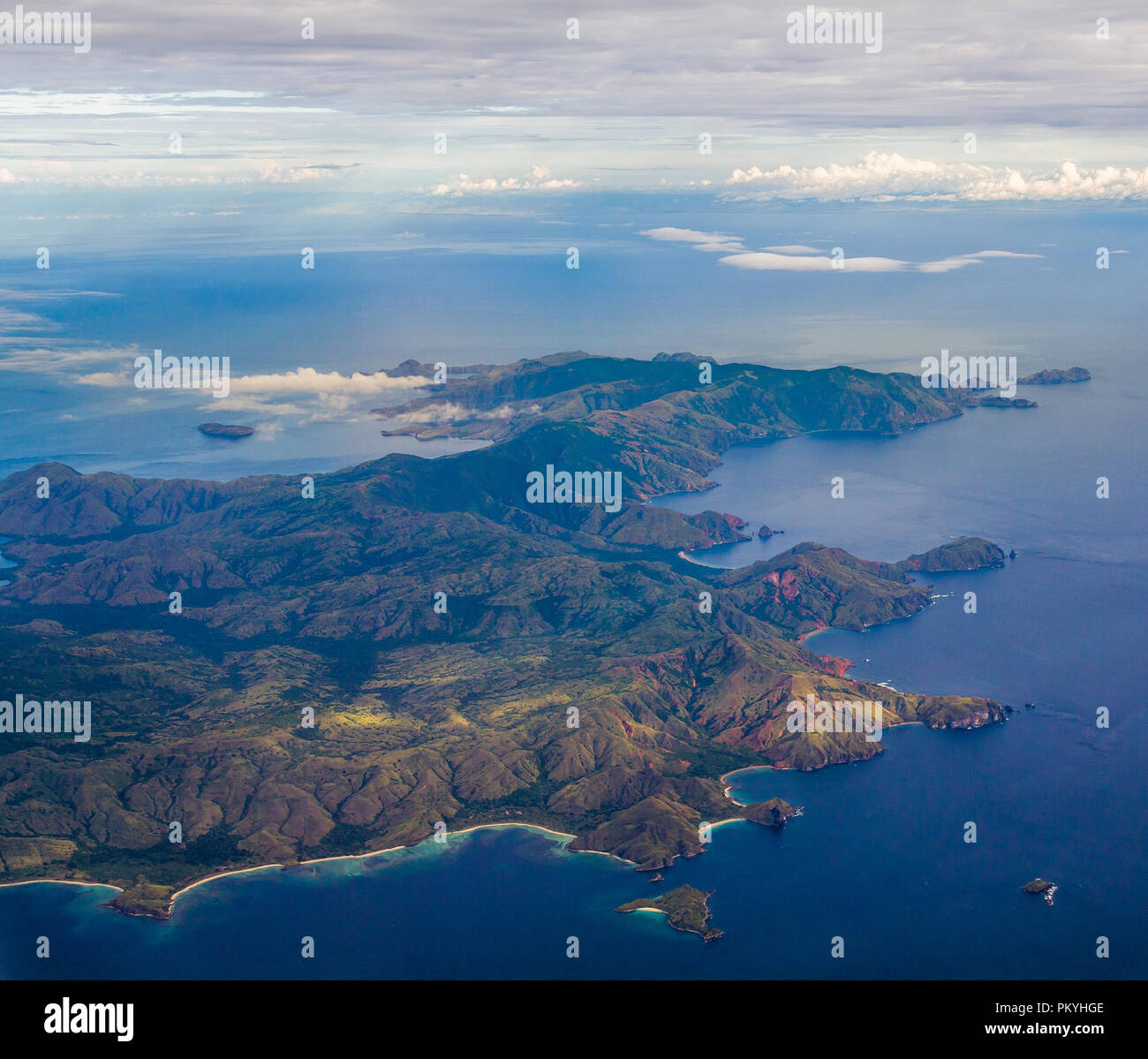 Komodo Island von oben Stockfoto