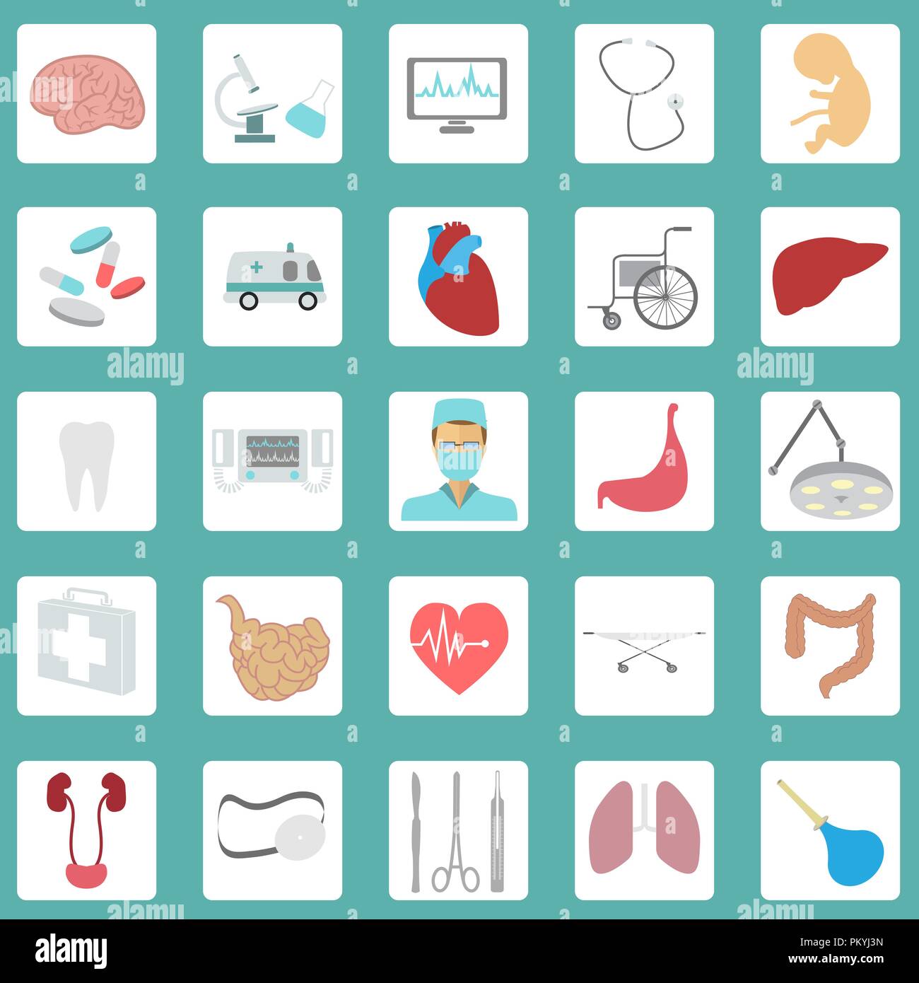 Medizin und Gesundheitswesen Icon Set. Vector Illustration Stock Vektor