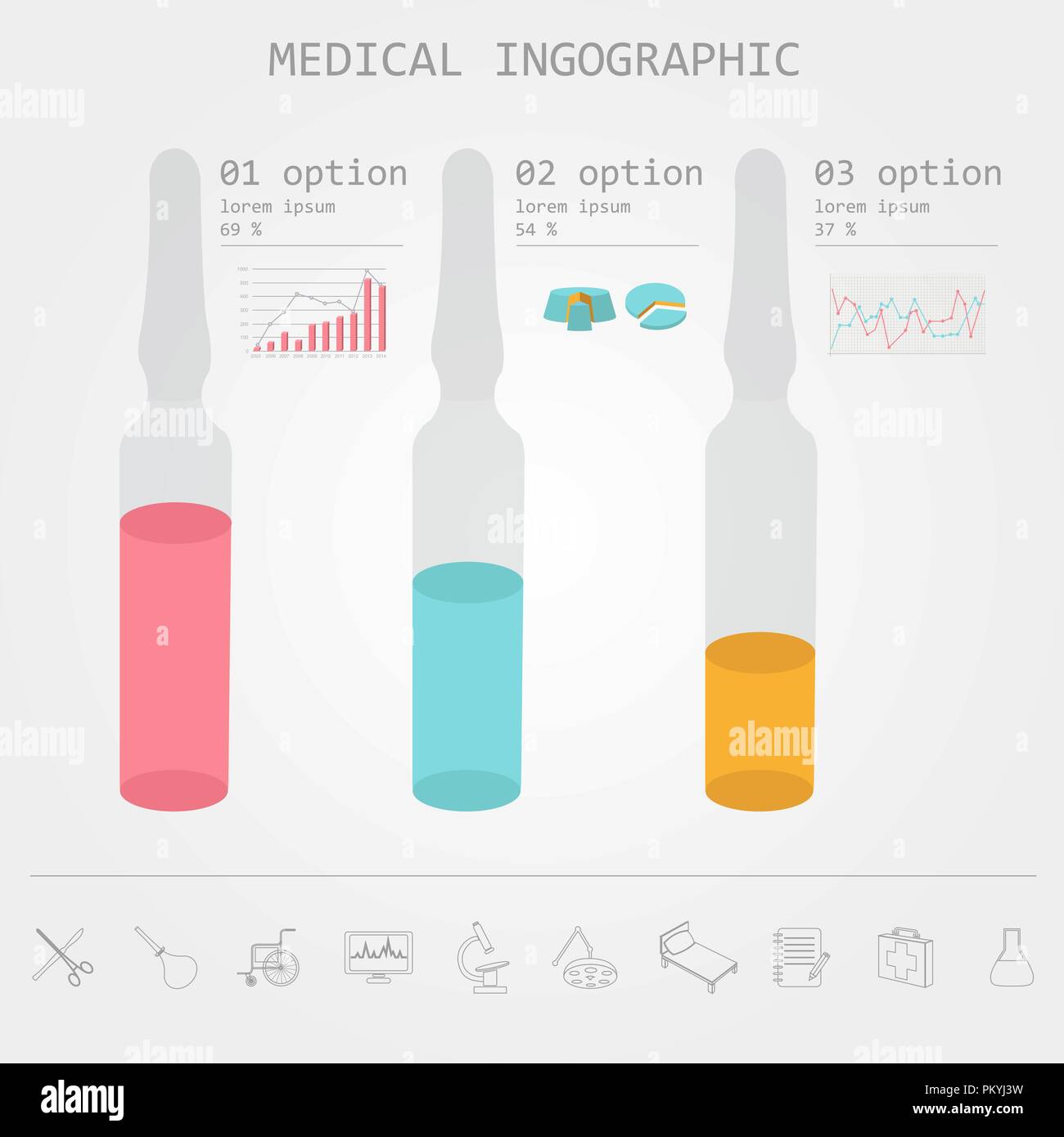 Medizin und Gesundheitswesen Infografik, Elemente für die Erstellung von Infografiken. Vector Illustration Stock Vektor