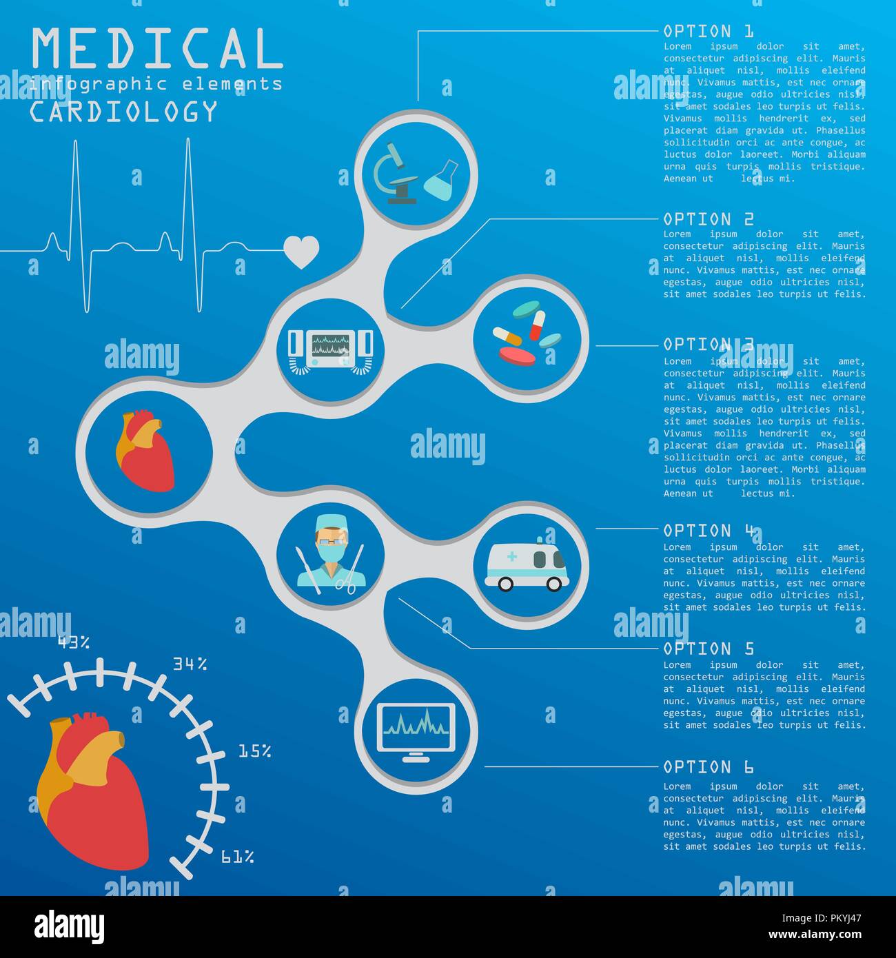 Medizin und Gesundheitswesen Infografik, Kardiologie Infografiken. Vector Illustration Stock Vektor