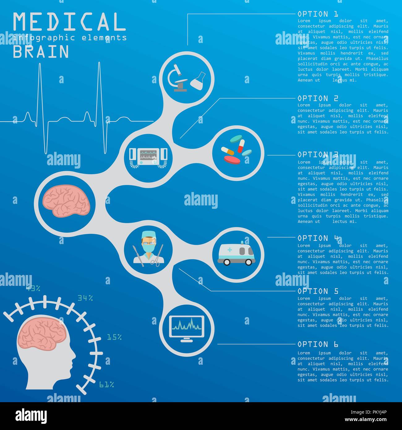 Medizin und Gesundheitswesen Infografik, Gehirn Infografiken. Vector Illustration Stock Vektor