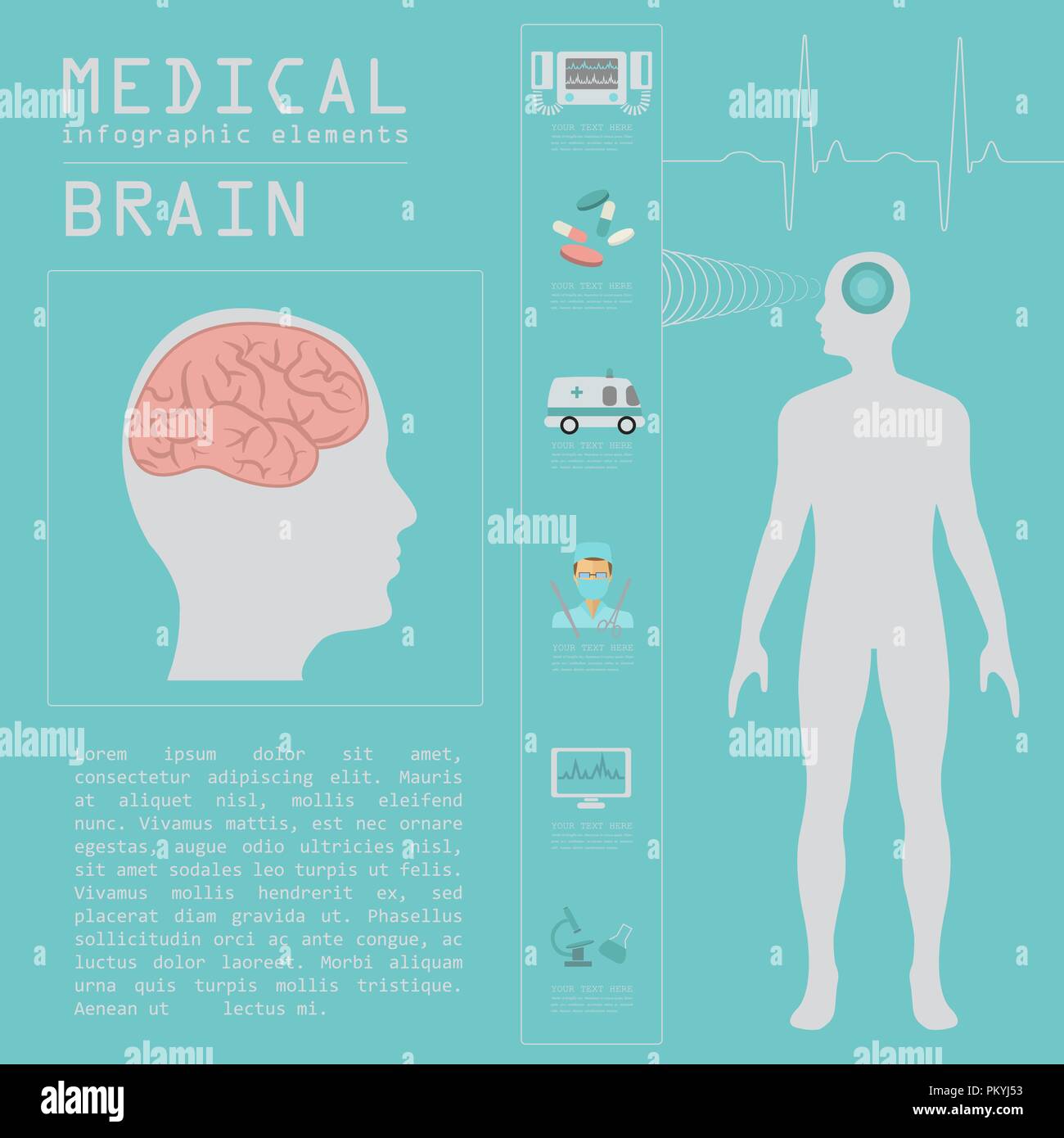 Medizin und Gesundheitswesen Infografik, Gehirn Infografiken. Vector Illustration Stock Vektor