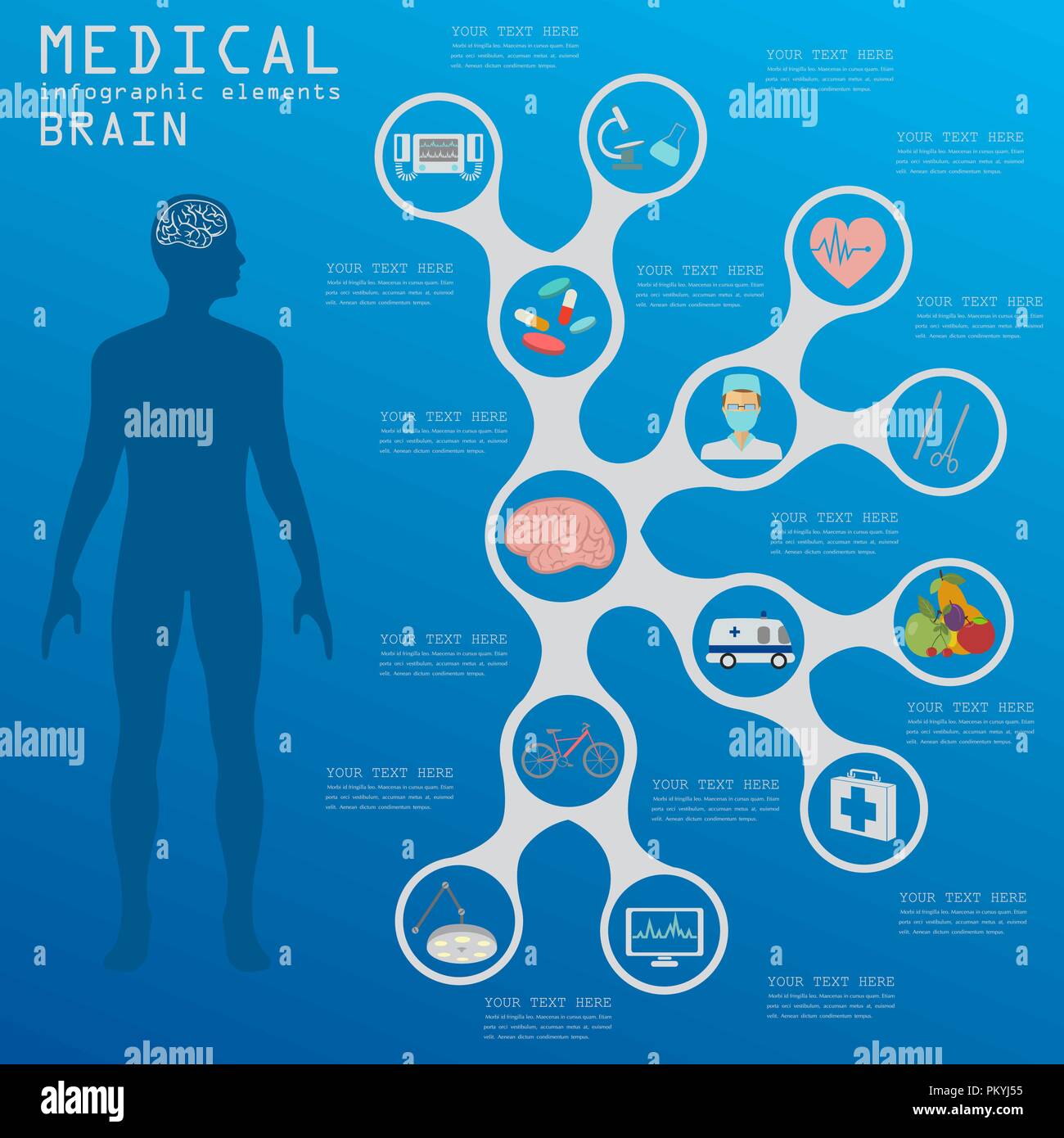 Medizin und Gesundheitswesen Infografik, Gehirn Infografiken. Vector Illustration Stock Vektor
