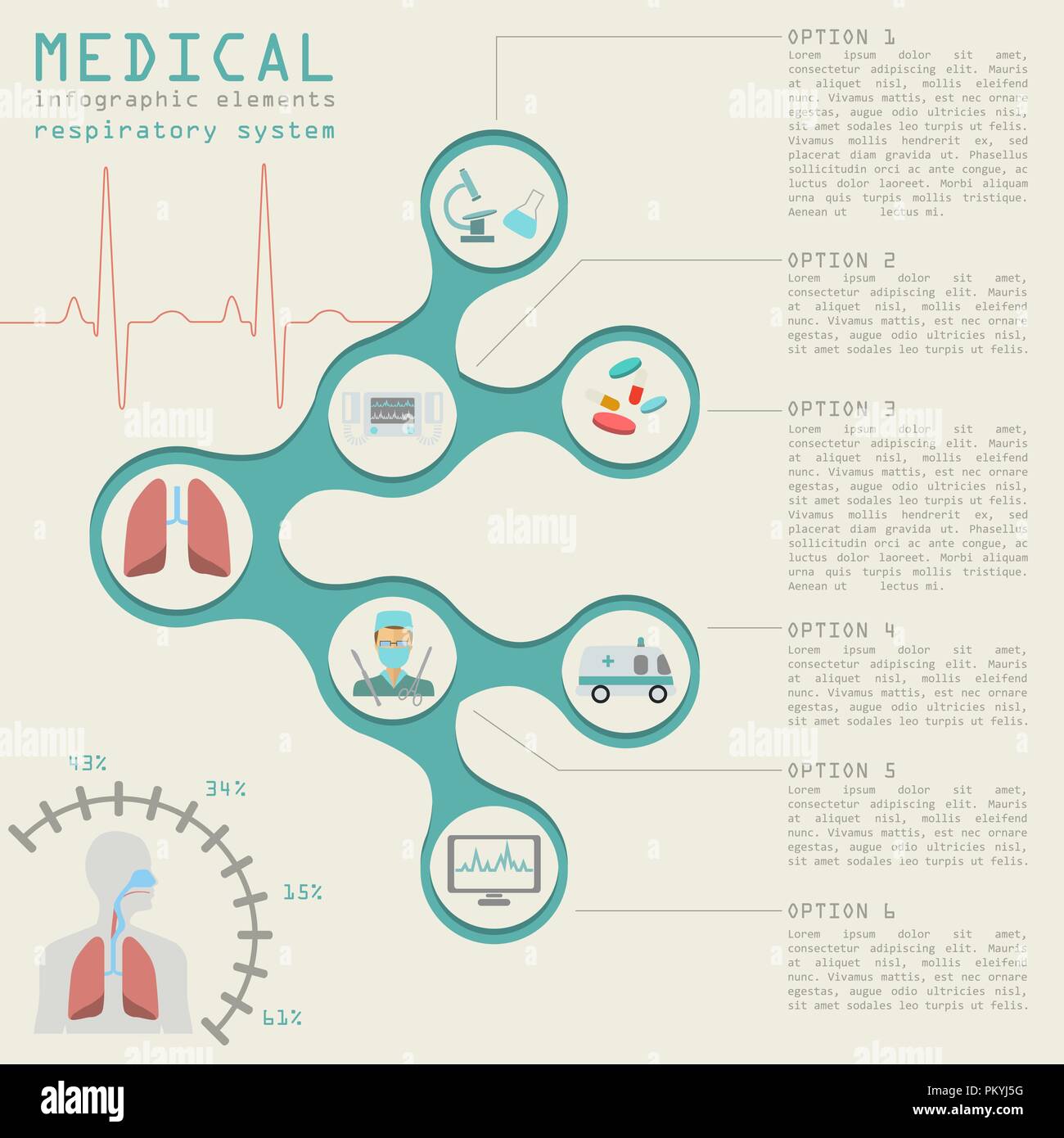 Medizin und Gesundheitswesen Infografik, die atmungsorgane Infografiken. Vector Illustration Stock Vektor