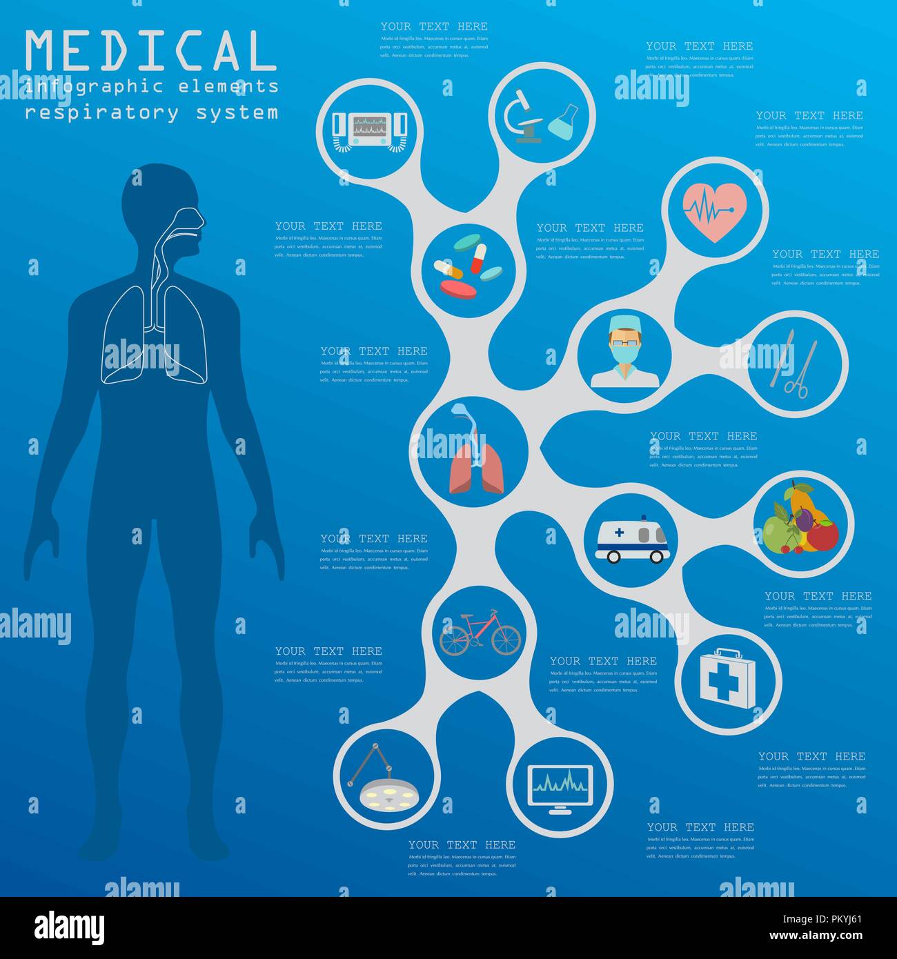 Medizin und Gesundheitswesen Infografik, die atmungsorgane Infografiken. Vector Illustration Stock Vektor