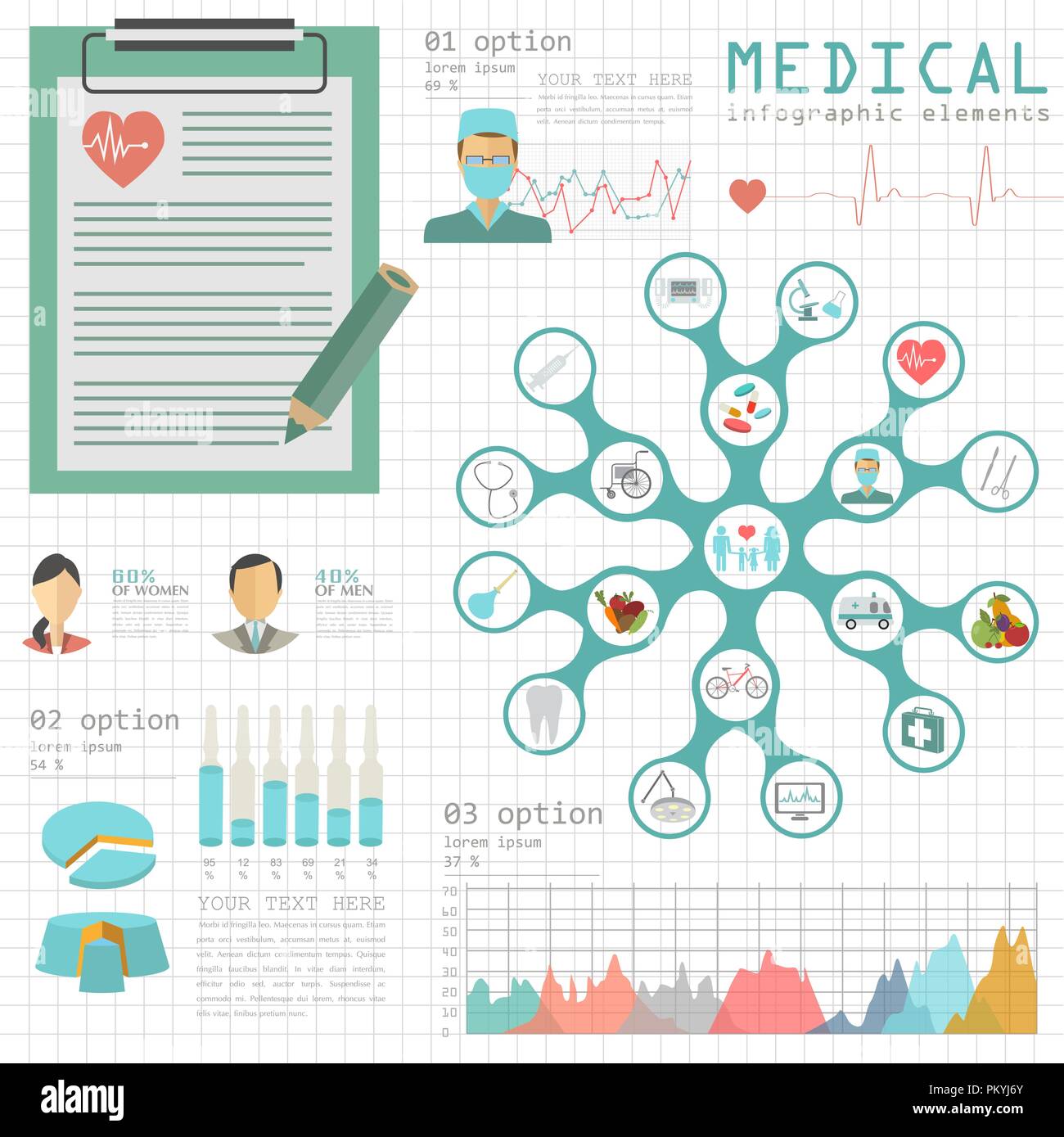 Medizin und Gesundheitswesen Infografik, Elemente für die Erstellung von Infografiken. Vector Illustration Stock Vektor