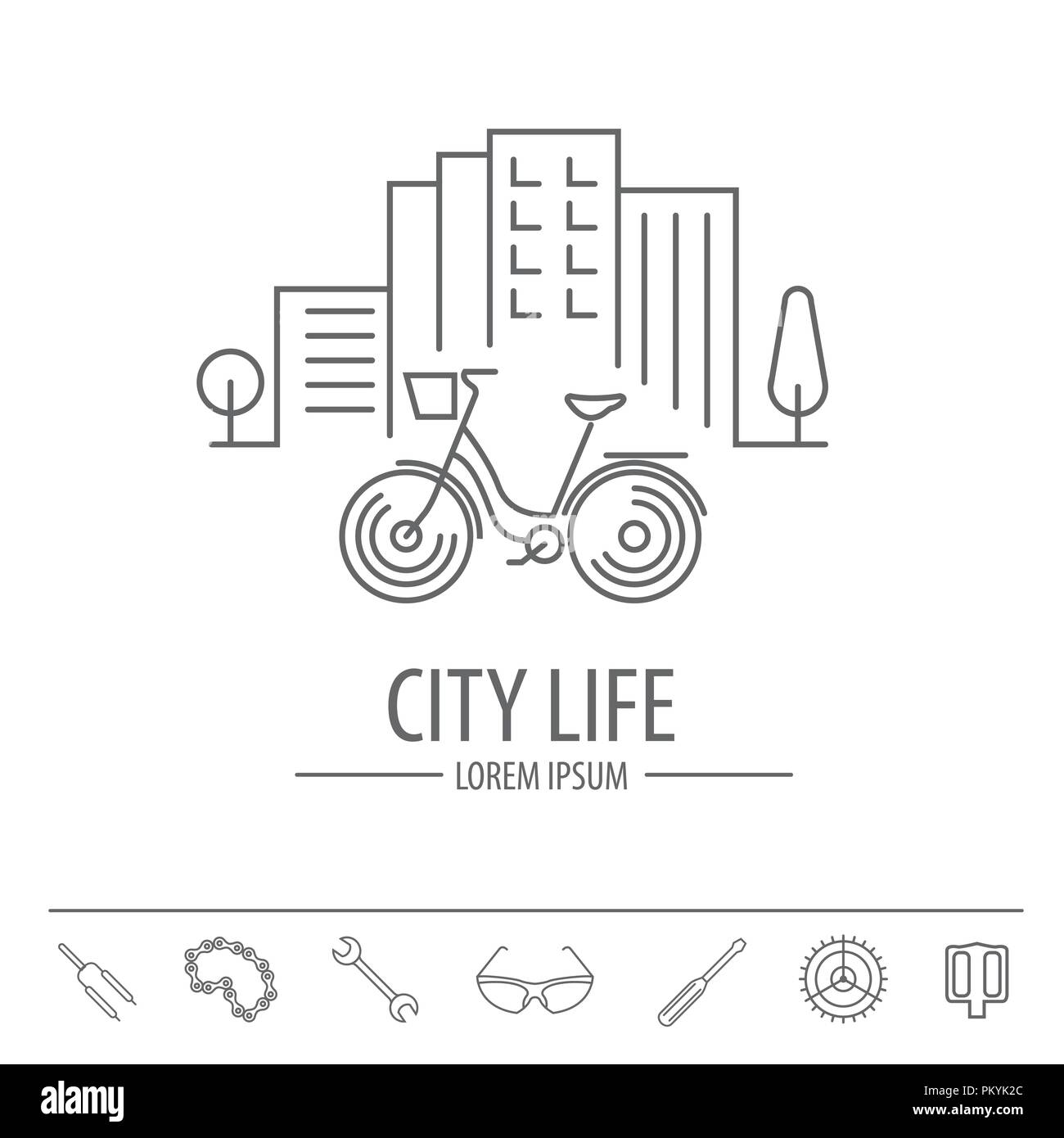 Fahrrad thin line Design logo Vorlage. Vector Illustration Stock Vektor