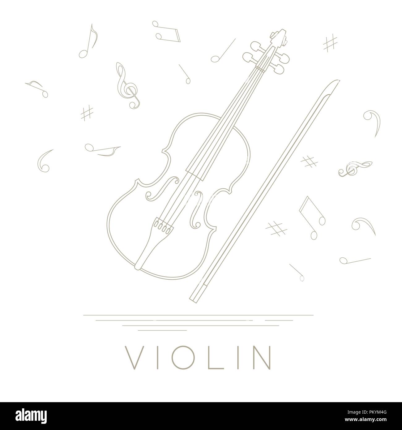 Musikinstrumente grafische Vorlage. Violine. Vector Illustration Stock Vektor