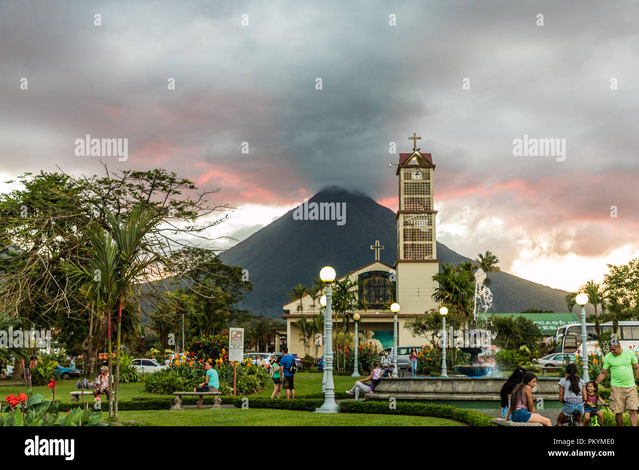 Eine typische Ansicht in La Fortuna in Costa Rica. Stockfoto