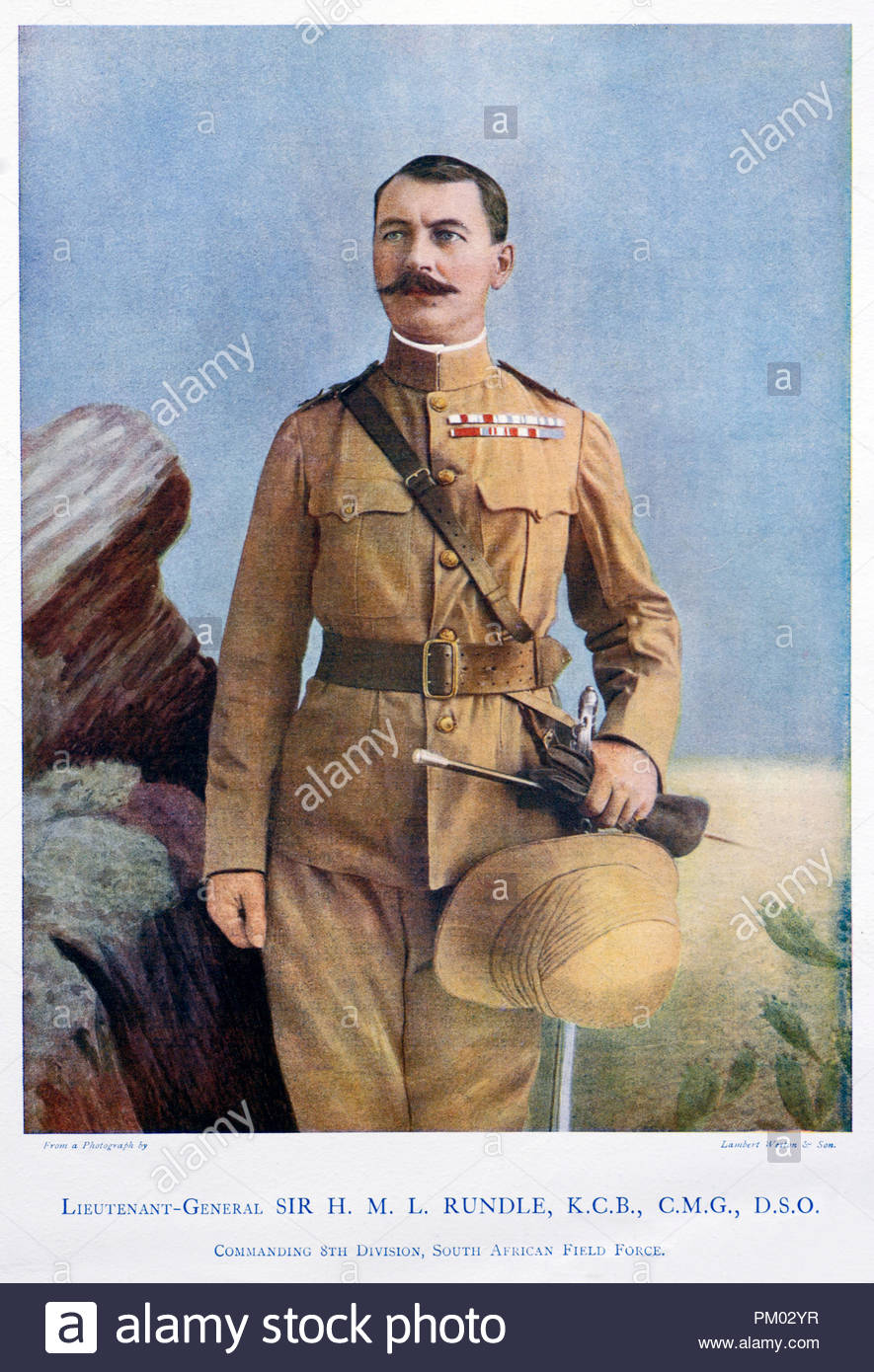 General Sir Henry Macleod Leslie Rundle Porträt, 1856-1934 war eine britische Armee während des Ersten Weltkrieges. Farbe Abbildung von 1900 Stockfoto