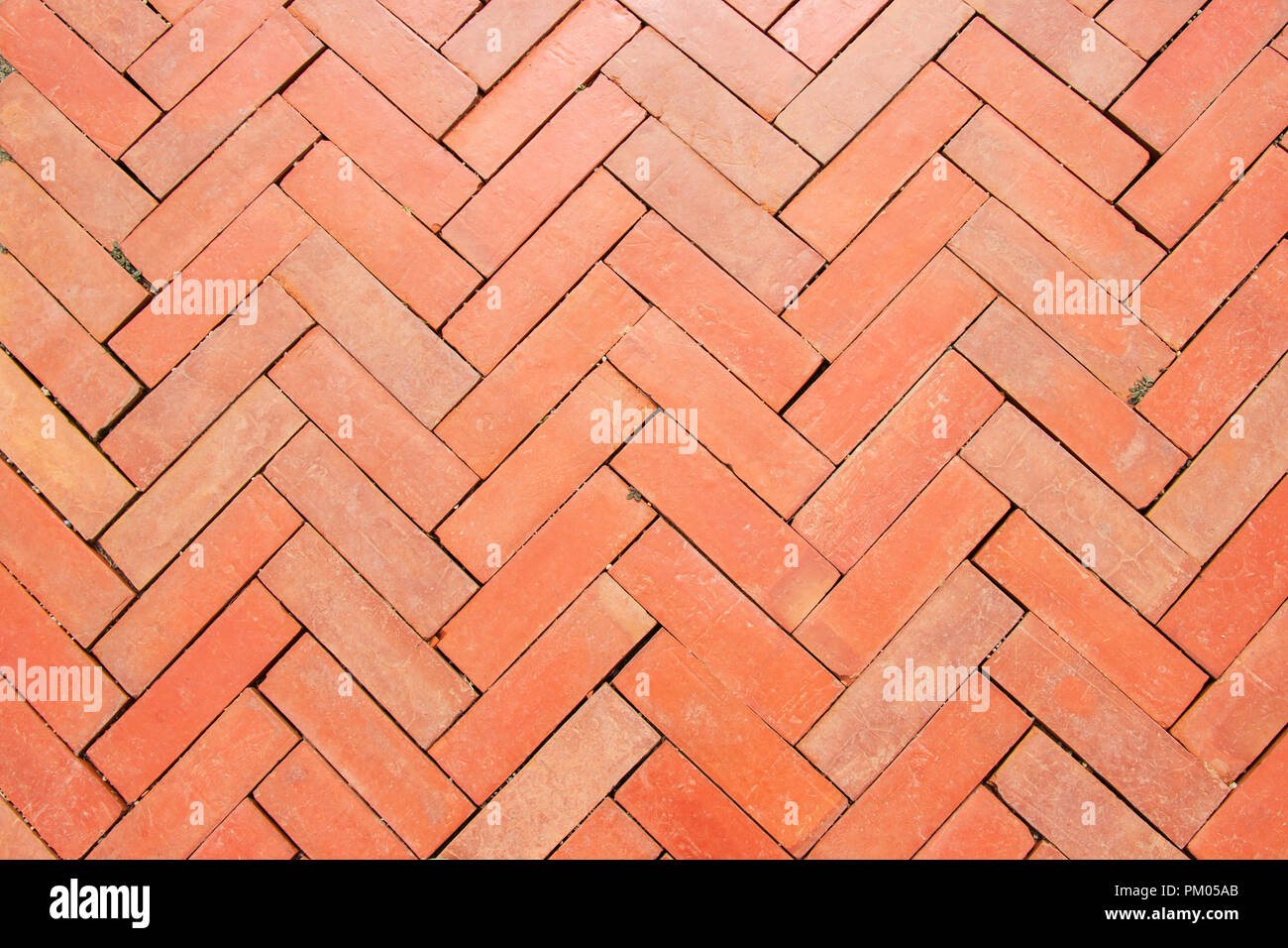 Brick Oberfläche red block Pflaster auf einem Bürgersteig für Design Dekoration Interieur und Exterieur. Stockfoto