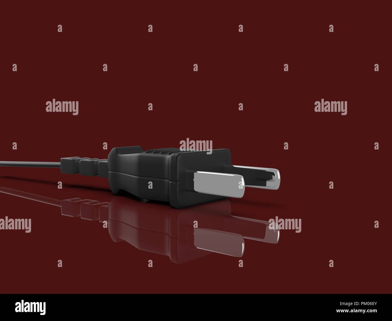 Schwarzen US-Stecker 3D auf rotem Hintergrund. Stockfoto